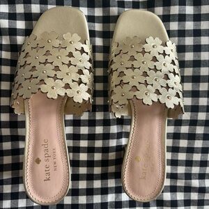 Kate spade gold block heels-worn once !